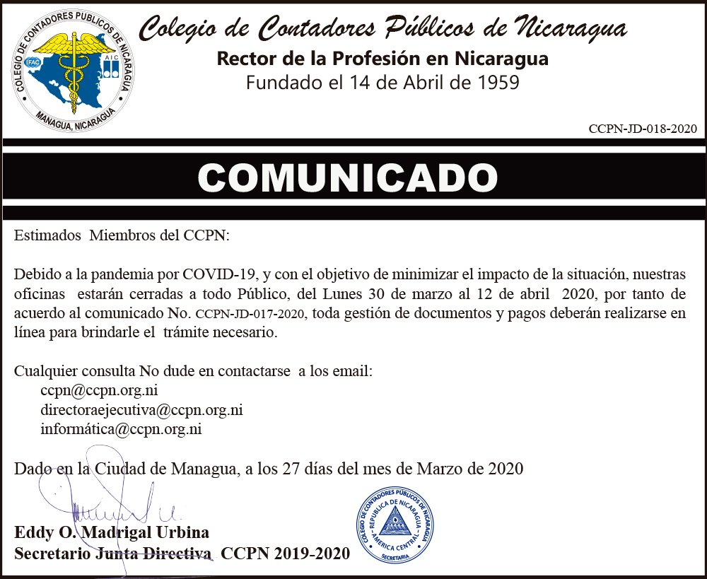 Comunicado CCPN-JD-018-2020.