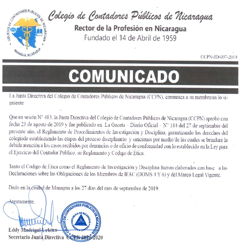 7- Comunicado CCPN-JD-007-2019.